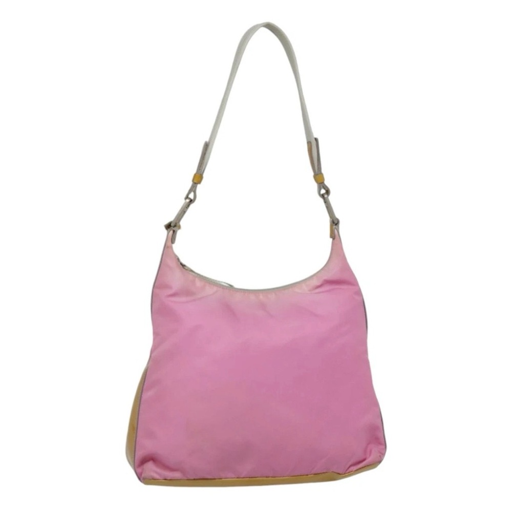 Prada Pink and Tan Shoulder Bag with Silver Accents/Authentic